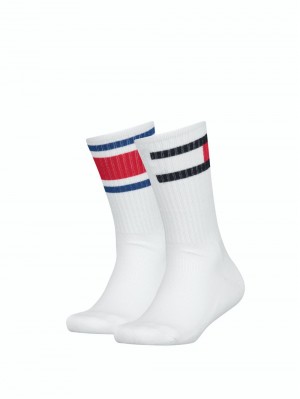 Tommy Hilfiger 2-Pack Flag Strumpor Pojke Vita | 748-OYFLCM