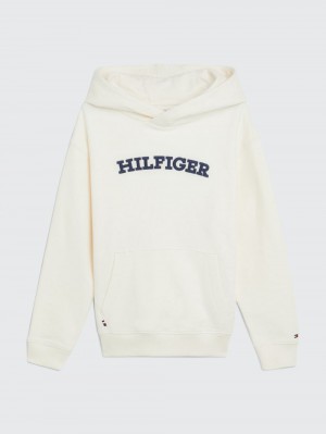 Tommy Hilfiger 3-7 Essential Arched Logo Hoodie Pojke Vita | 615-SFORGZ