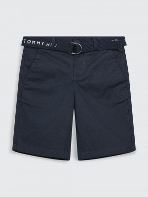 Tommy Hilfiger 3-7 Essential Belted Chino Shorts Pojke Marinblå | 039-RZHVXK