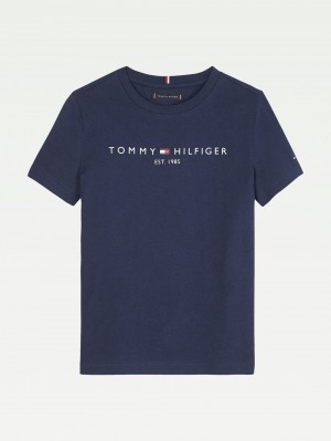 Tommy Hilfiger 3-7 Essential T-shirt Tjej Marinblå | 698-NZAHPW