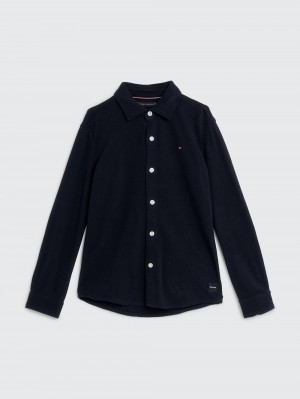 Tommy Hilfiger 3-7 Essential Waffle Texture Skjorta Pojke Marinblå | 570-FTNXSI