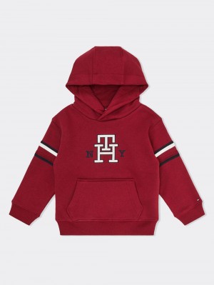 Tommy Hilfiger 3-7 Global Stripe Monogram Hoodie Pojke Röda | 704-KGOLRH