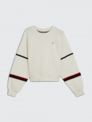 Tommy Hilfiger 3-7 Global Stripe Waffle Knit Tröjor Tjej Vita | 785-KTVCYZ