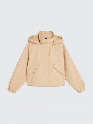 Tommy Hilfiger 3-7 Hooded Twill Parka Jackor Tjej Beige | 456-RPCGIT