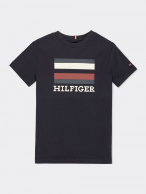 Tommy Hilfiger 3-7 Logo T-shirt Pojke Marinblå | 098-TFXSDP