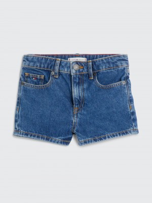 Tommy Hilfiger 3-7 Mid Rise Girlfriend Fit Denim Shorts Tjej Blå | 520-EBGALK