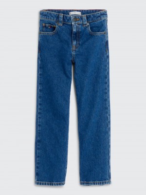 Tommy Hilfiger 3-7 Mid Rise Girlfriend Fit Jeans Tjej Blå | 306-ICBJAW