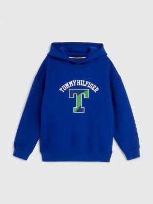 Tommy Hilfiger 3-7 Varsity Logo Hoodie Pojke Blå | 185-PCXIQR