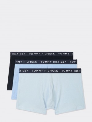 Tommy Hilfiger 3-Pack Logo Waistband Trunks Underkläder Herr Blå | 423-QCBVUY