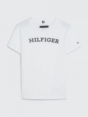 Tommy Hilfiger 8-16 Essential Arched Logo T-shirt Pojke Vita | 365-BSPHOY