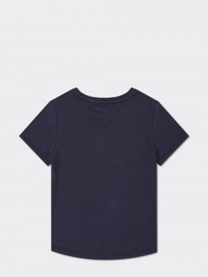 Tommy Hilfiger 8-16 Essential T-shirt Tjej Marinblå | 059-DRGXTP