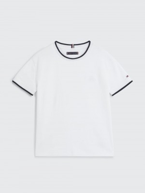 Tommy Hilfiger 8-16 Monogram Contrast T-shirt Pojke Vita | 178-FPSYWH