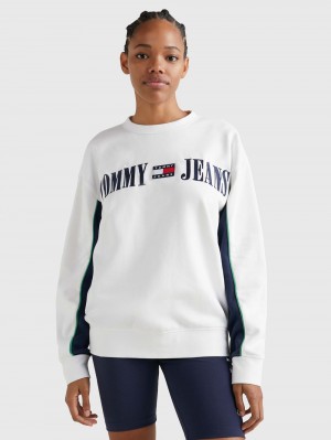 Tommy Hilfiger Archive Logo Relaxed Tröjor Dam Vita | 867-CVIKTM