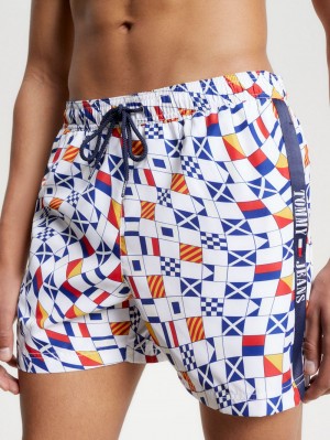 Tommy Hilfiger Archive Print Mid Length Badshorts Herr Mintgröna | 513-GKWSYZ