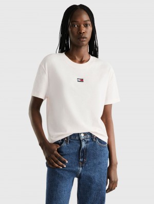 Tommy Hilfiger Badge Klassiska Fit T-shirt Dam Vita | 128-VERYKI