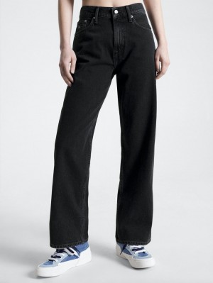 Tommy Hilfiger Betsy Mid Rise Baggy Black Jeans Dam Svarta | 684-ZILDOX