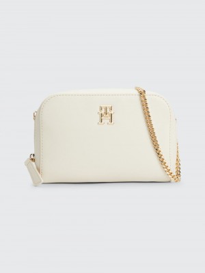 Tommy Hilfiger Chain Rem Monogram Crossover Väskor Dam Beige | 048-MTWVJA