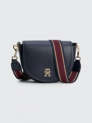 Tommy Hilfiger City Monogram Saddle Väskor Dam Marinblå | 510-HCALSB