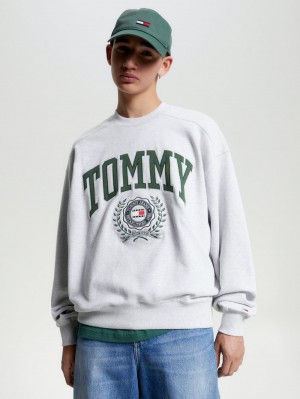 Tommy Hilfiger College Boxy Fit Logo Tröjor Herr Grå | 721-OHKAZG