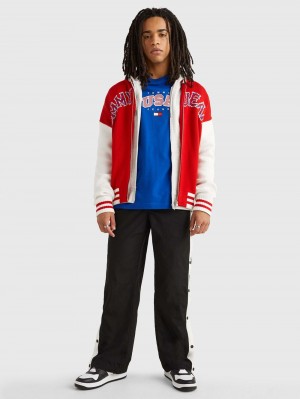 Tommy Hilfiger College Oversized Relaxed Bomber Jackor Herr Röda | 490-QHBMOY