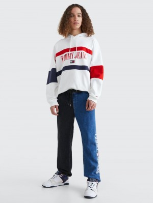 Tommy Hilfiger Colour-Blocked Skater Hoodie Herr Vita | 673-GACWBO