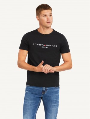 Tommy Hilfiger Core Logo T-shirt Herr Svarta | 056-PIWCEN