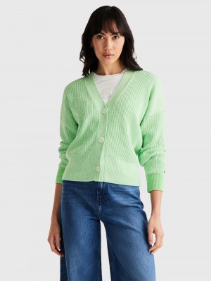 Tommy Hilfiger Cropped Relaxed Fit Kofta Dam Gröna | 380-JECNIM