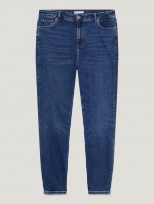 Tommy Hilfiger Curve Harlem High Rise Super Mager Flex Jeans Dam Blå | 386-YDMNIU