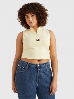 Tommy Hilfiger Curve Mock Neck Cropped Linne Dam Citron | 265-JYHQGW