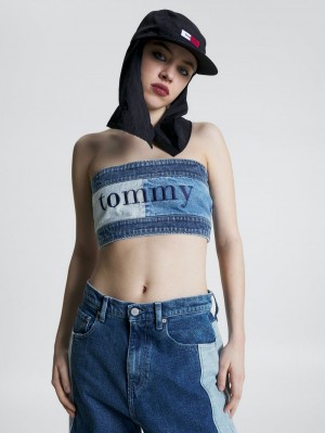 Tommy Hilfiger Denim Flag Bandeau BH Dam Blå | 938-AMNBEL