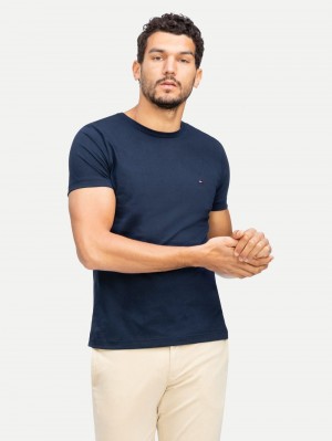 Tommy Hilfiger Essential Bomull T-shirt Herr Marinblå | 296-UIPTXZ