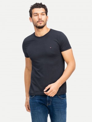 Tommy Hilfiger Essential Bomull T-shirt Herr Svarta | 456-ARGMTO