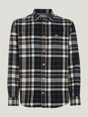 Tommy Hilfiger Essential Check Klassiska Fit Flannel Skjorta Herr Svarta | 382-AMBPRF