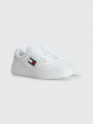 Tommy Hilfiger Essential Läder Basket Sneakers Dam Vita | 467-YVLSZJ