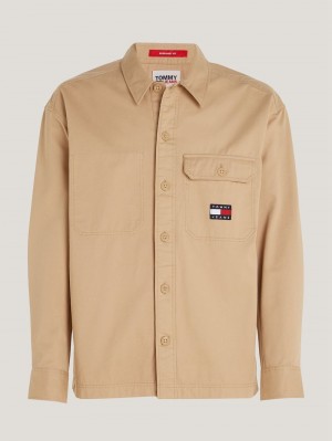 Tommy Hilfiger Essential Vanliga Fit Twill Over Skjorta Herr Bruna | 964-ZXMQPN