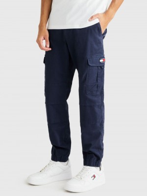 Tommy Hilfiger Ethan Washed Twill Cargo Byxor Herr Marinblå | 590-PWVRUD