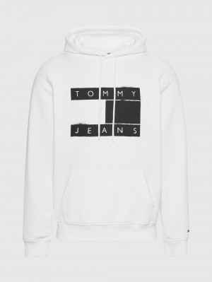 Tommy Hilfiger Flag Spray Hoodie Herr Vita | 085-HKDXFR