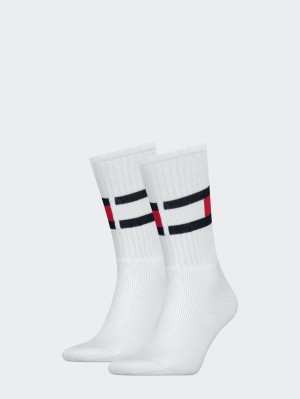 Tommy Hilfiger Flag Strumpor Herr Vita | 427-WDTLKQ