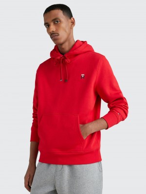 Tommy Hilfiger Fleece Monogram Hoodie Herr Röda | 569-KSGHXQ