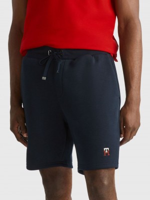 Tommy Hilfiger Fleece Monogram Sweat Shorts Herr Marinblå | 246-GBIUOS