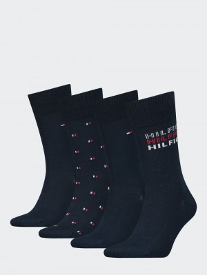 Tommy Hilfiger Giftbox 4-Pack Strumpor Herr Marinblå | 403-WNCPIA