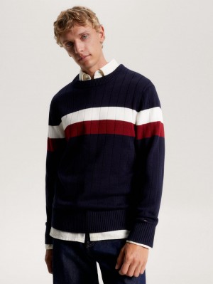 Tommy Hilfiger Global Stripe Relaxed Jumpers Herr Olika Färger | 410-EOLUSG