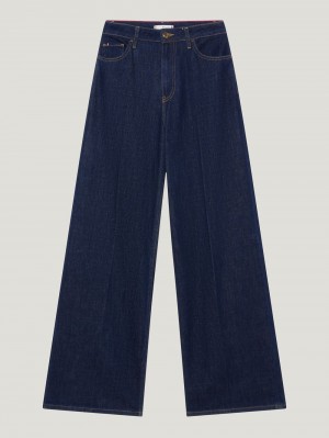 Tommy Hilfiger High Rise Breda Leg Jeans Dam Marinblå | 452-ENIGBJ