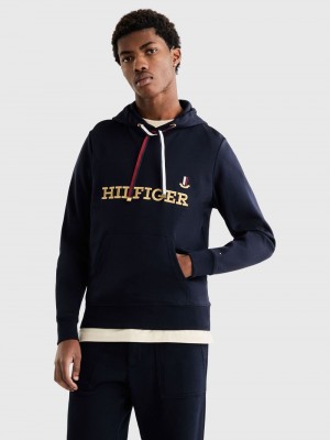 Tommy Hilfiger Icon Hoodie Herr Blå | 245-HXKMZT