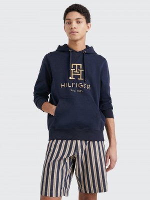 Tommy Hilfiger Icon Hoodie Herr Marinblå | 274-QHSRFO