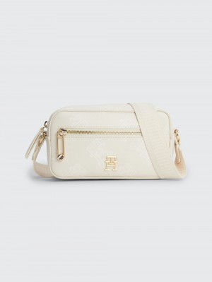 Tommy Hilfiger Iconic Monogram Camera Väskor Dam Beige | 243-ZIOMYH