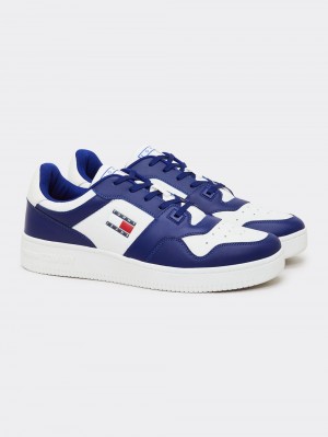 Tommy Hilfiger Läder Colour-Blocked Basketball Sneakers Herr Marinblå | 627-NXODTK