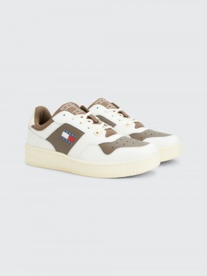 Tommy Hilfiger Läder Colour-Blocked Basketball Sneakers Herr Bruna | 192-ACRHOG