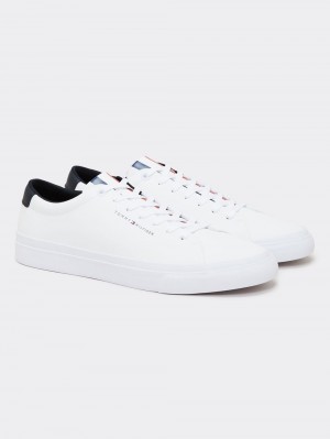 Tommy Hilfiger Läder Stripe Sneakers Herr Vita | 967-OPLHCK