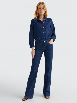 Tommy Hilfiger Mid Rise Bootcut Jeans Dam Marinblå | 132-VRMEHB